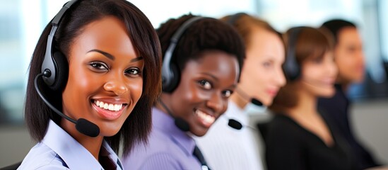 Obraz premium A team of African American call center agents.