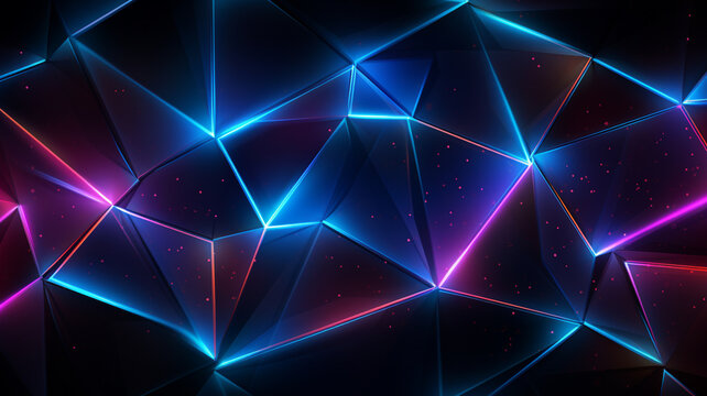 Abstract technology digital polygon line electronic network data innovation concept background.