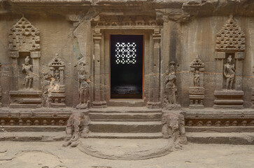 Cave 15, Dashavatara Cave, Hindu temple, Ellora caves, Maharashtra, India, Asia.