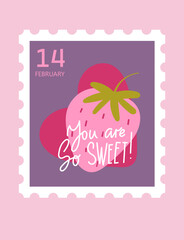 Strawberry and text valentine card