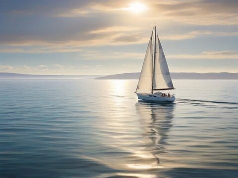  sailboat's elegance and the surrounding serene seascape