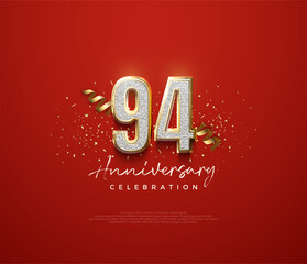 94th anniversary number, with an elegant and luxurious design for celebration. Premium vector background for greeting and celebration.