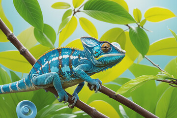 chameleon on a branch, generative AI