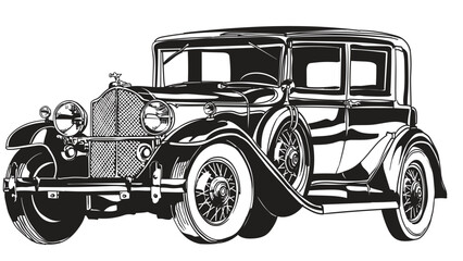 hand drawn vintage car vector illustration