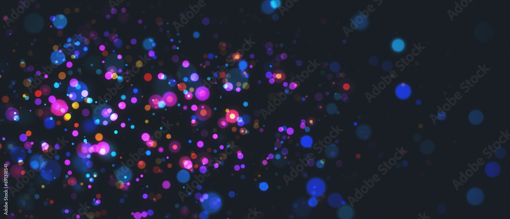 Poster abstract blurry bokeh christmas on wide wallpaper. landing page concept. 3d rendering.