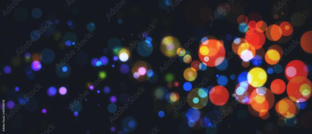Poster Creative blurry bokeh Christmas on wide texture. Landing page concept. 3D Rendering.