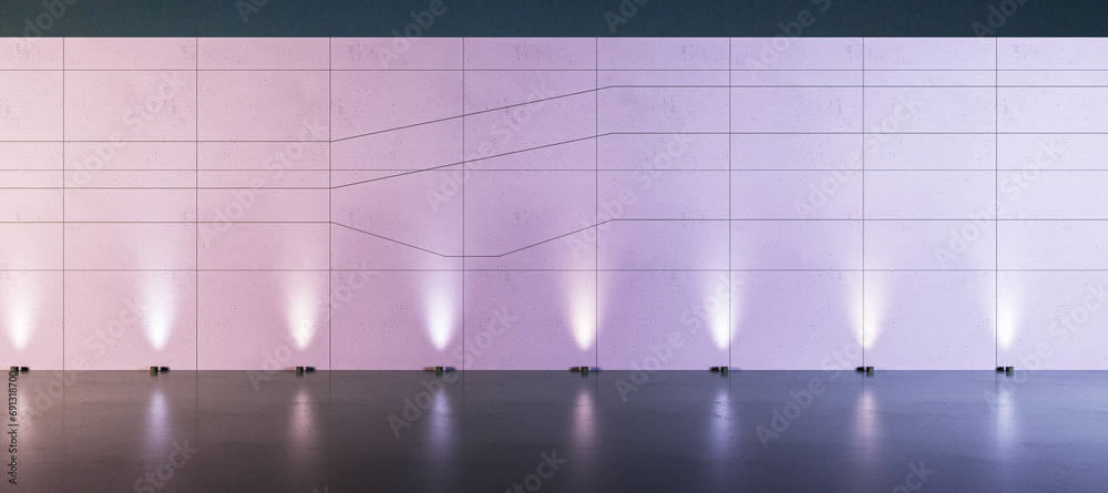 Poster contemporary exhibition stand with lighting and empty space for display. 3d rendering