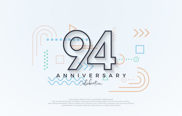 simple design 94th anniversary. with a simple line premium design. Premium vector for poster, banner, celebration greeting.