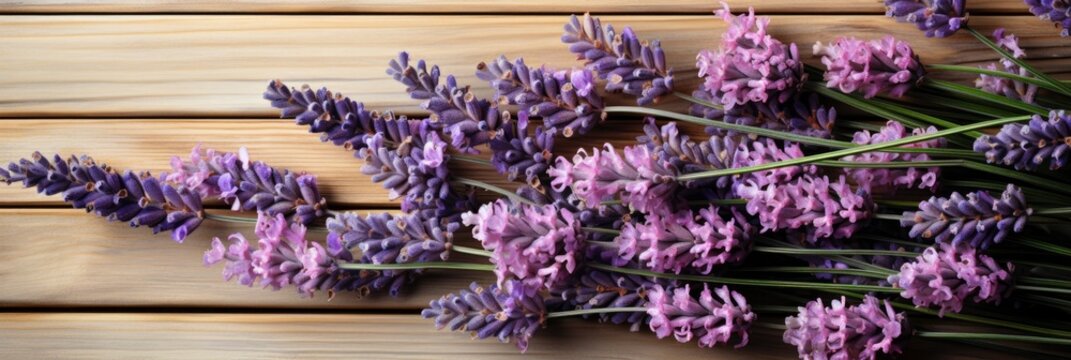 Fresh Lavender Flowers On White Wood, Banner Image For Website, Background, Desktop Wallpaper