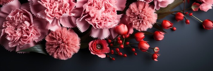 Happy Mothers Day Composition Pink Carnation, Banner Image For Website, Background, Desktop Wallpaper