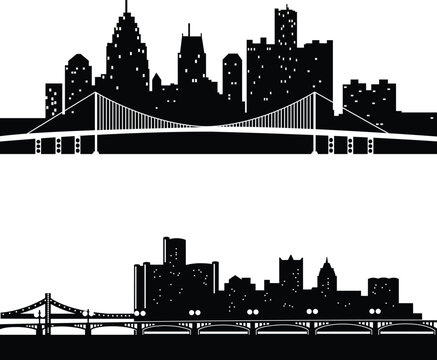 Free Vector Detroit Skyline Silhouettes Design