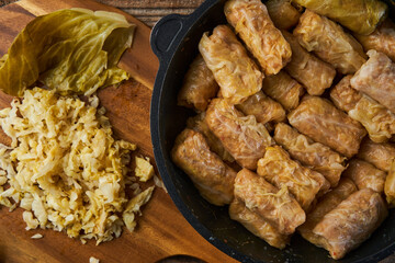 Cabbage rolls in a wok