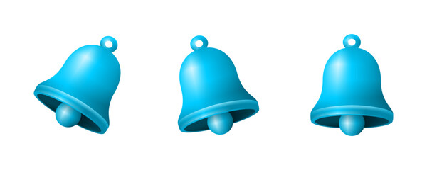 Set blue bell alert notification for social media reminder icon vector design