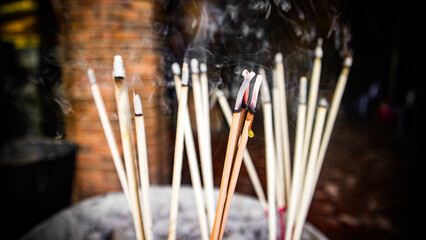 incense sticks for worship, Close up shot