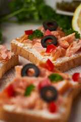 Smoked salmon on crostini breads