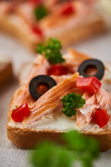 Smoked salmon on crostini breads