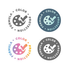 Color protection formula vector label. Colorful badge or sticker.