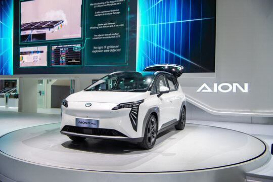 BANGKOK - NOVEMBER 29: AION Y Plus EV car on display at The 40th Thailand International Motor Expo 2023 on November, 2023 in Nonthaburi, Thailand.