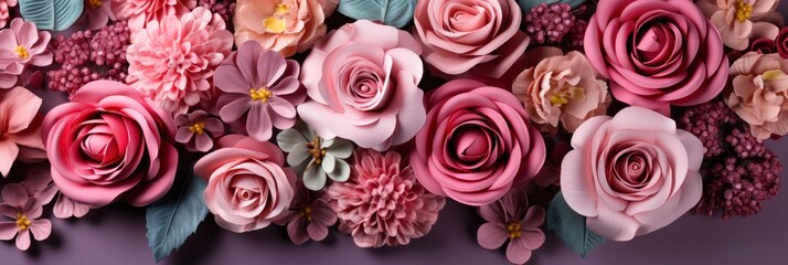 Flower Arrangement Flowers On Pink Background, Banner Image For Website, Background, Desktop Wallpaper