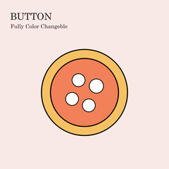 Sewing buttons for fashion clothes isolated on Peach background.