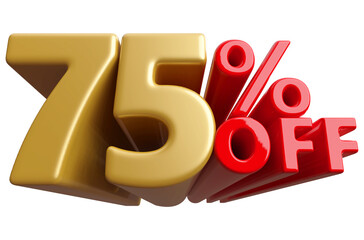 75 percent off sale discount - 3d render number sale