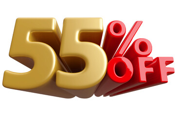 55 percent off sale discount - 3d render number sale