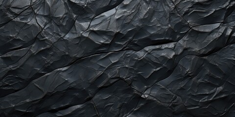 Rock texture with cracks. Black stone background with copy space for design. Wide banner.