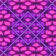 Gold pattern of circles on purple-pink inflatable flanked by squares and diamonds. 3d rendering digital illustration