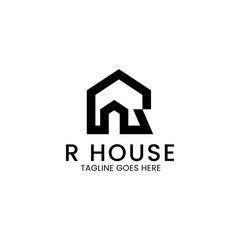 Monogram house home mortgage architecture modern minimalist logo vector icon