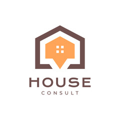 house consulting chat talk modern business simple minimal colored logo design vector icon illustration