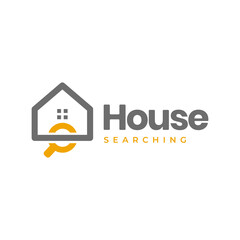 searching house buying magnifying glass modern simple logo design vector icon illustration