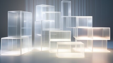 translucency, transparency and lighting concept. simple geometric shapes background