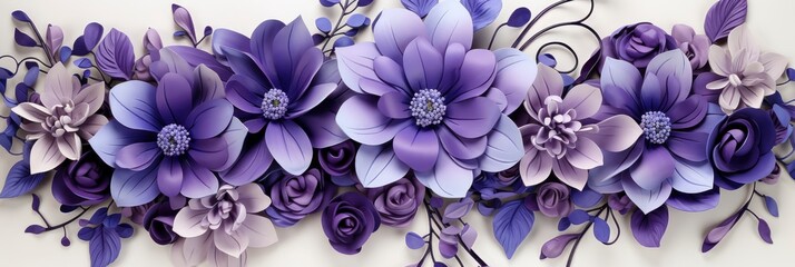 Beautiful Abstract Color Purple Blue Flowers, Banner Image For Website, Background, Desktop Wallpaper