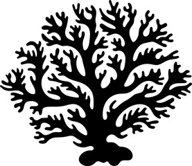 Coral ocean reef silhouette icon in black color. Vector template.