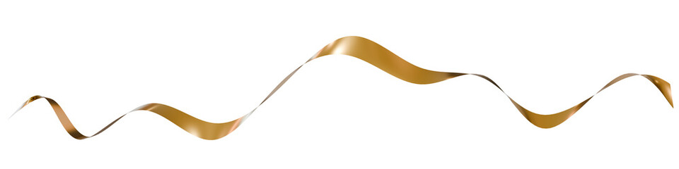 Long gold ribbon. Decoration for festive events. 3D rendering.