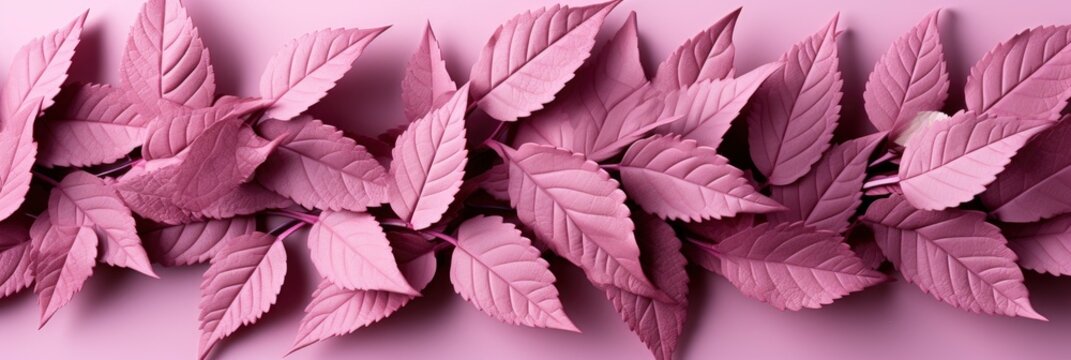 Beautiful Image Pink Leaves During Autumn, Banner Image For Website, Background, Desktop Wallpaper
