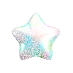 Vector 3d rainbow glitter textured star icon on white background. Cute realistic cartoon 3d render, glossy holographic sparkling star Illustration for valentines day decoration, web, game design, app