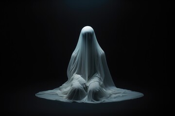 Ghost figure symbolizing online communication breakdown - obrazy, fototapety, plakaty