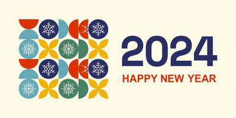 Happy New Year 2024. Banner, postcard, holiday cover template