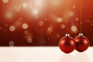 Blurred Christmas background scene with shining balls baubles, creating a festive ambiance. Joyful holiday backdrop with sparkling lights