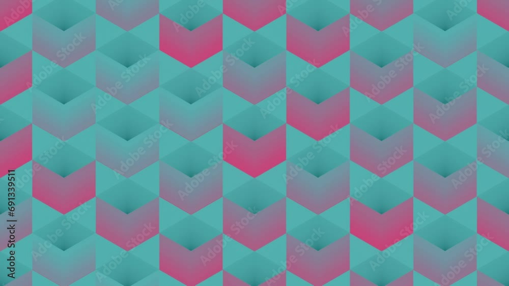 Leinwandbilder Pattern of shapes on green background. Seamless loop animation. 3d rendering 4K