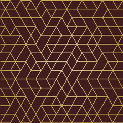 Geometric vector brown golden pattern with triangles. Geometric modern ornament. Seamless abstract background
