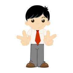 set of male work poses cartoon