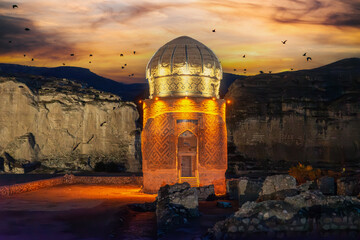 Hasankeyf, Zeynel Bey tomb.  Hasankeyf, which has a history of 12,000 years, was submerged under...