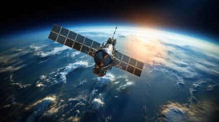 Space satellites orbit the Earth Space satellites above the Earth's surface