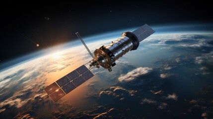 Naklejka na ściany i meble Space satellites orbit the Earth Space satellites above the Earth's surface