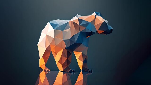 colored polygonal bear, trading bearish concept Generative Ai	
