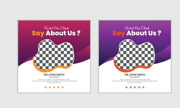 customer feedback testimonial social media post or instagram post banner template