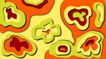 cut paper effect in rich colors, pattern, pattern with peppers, 3D
