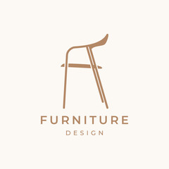 Chair, Furniture Interior Logo Design Illustration Line Art Design